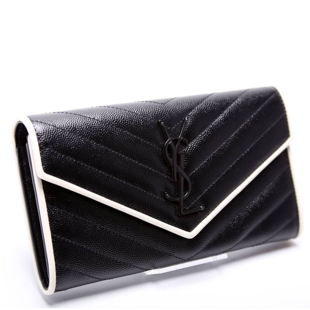Flap Wallet Large Grain De Poudre 372264 Black/White