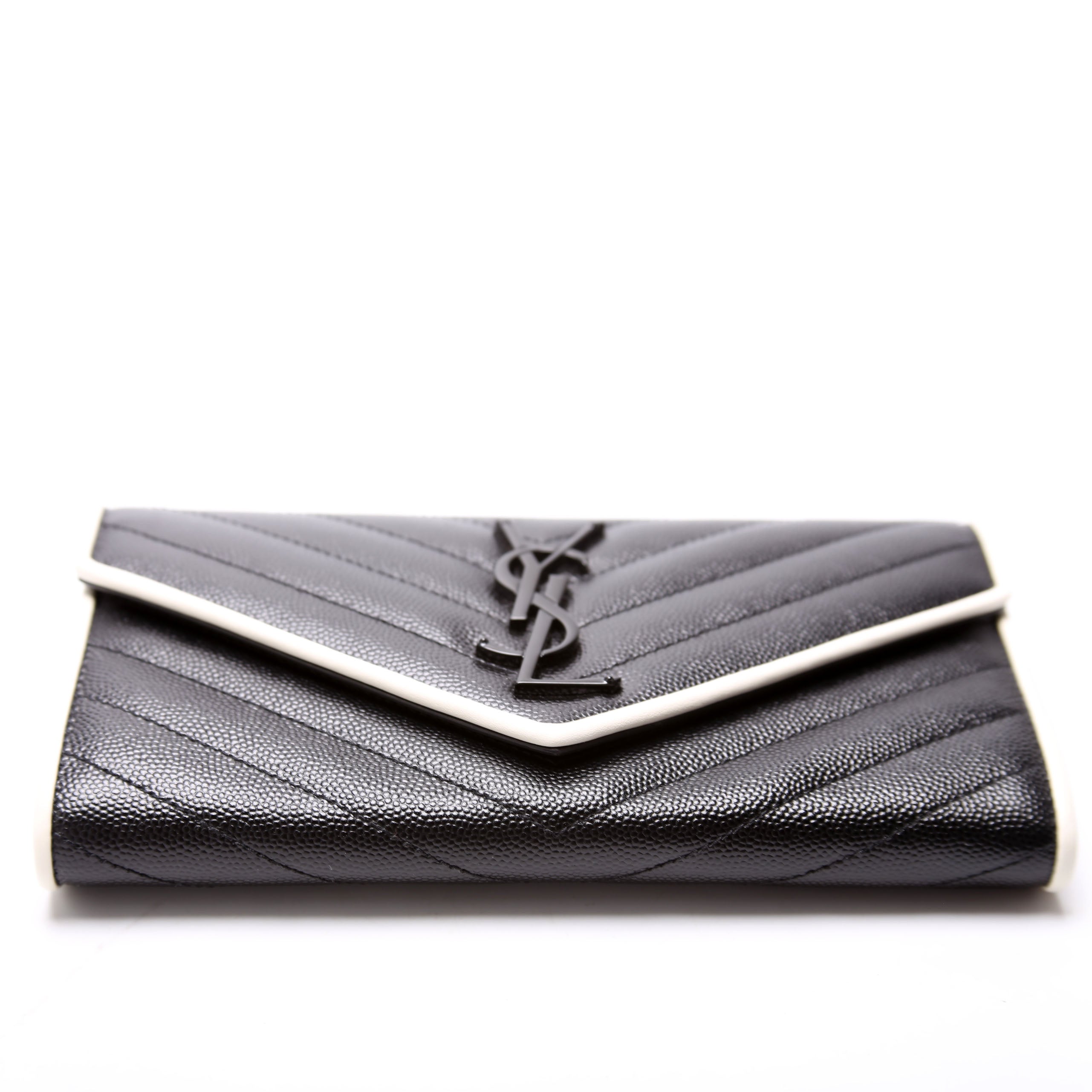 Flap Wallet Large Grain De Poudre 372264 Black/White
