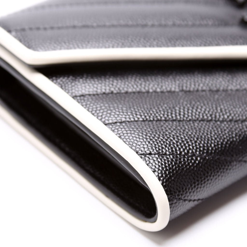 Flap Wallet Large Grain De Poudre 372264 Black/White