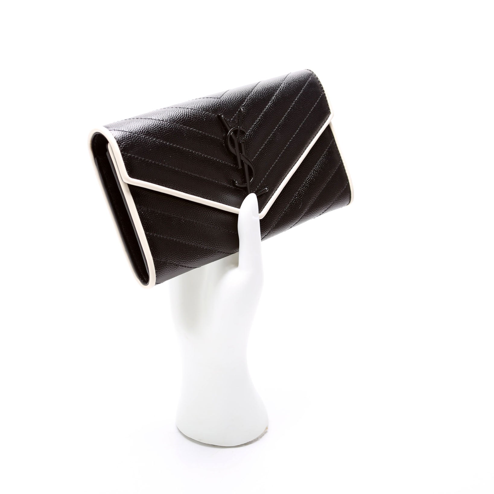 Flap Wallet Large Grain De Poudre 372264 Black/White