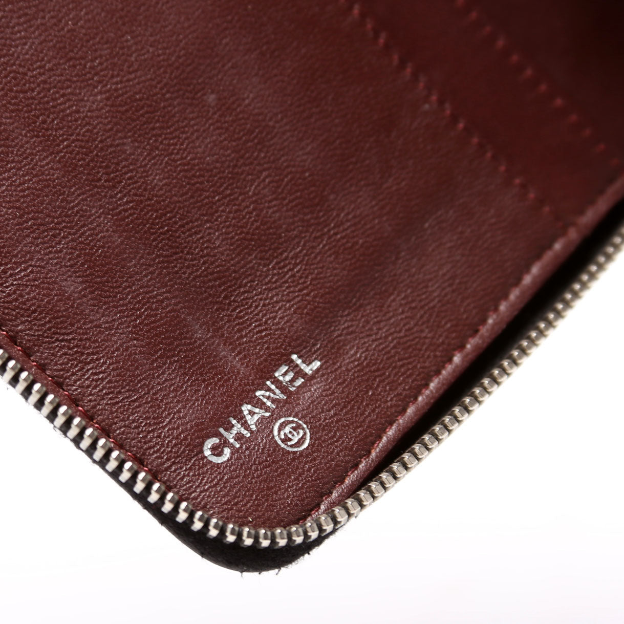 CC Zip Around Organizer Wallet Quilted Lambskin Black