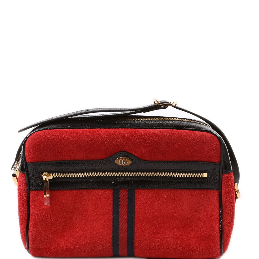 Gucci 517080 Ophidia Suede Small Crossbody Red
