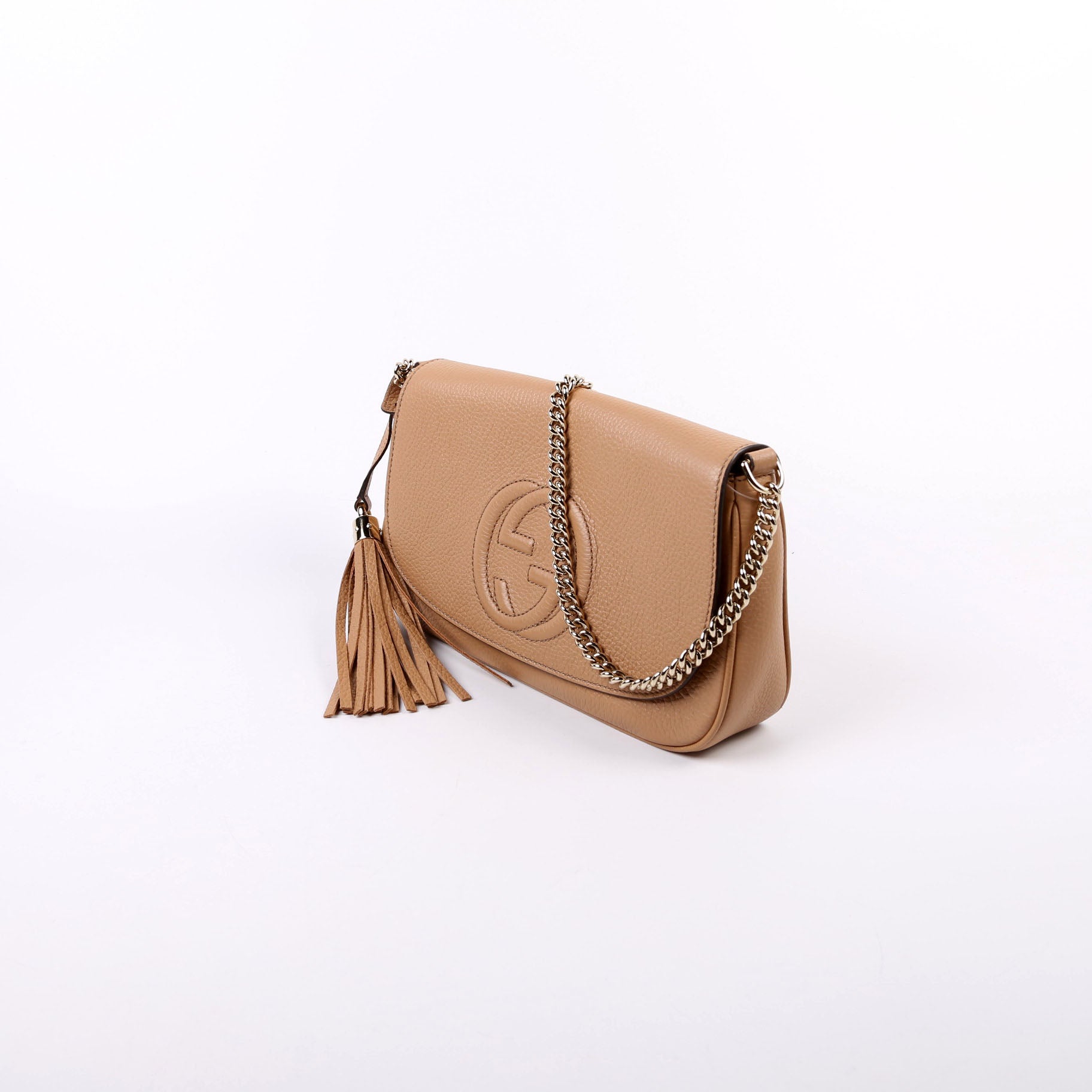 536224 Soho Chain Tassel Flap Beige