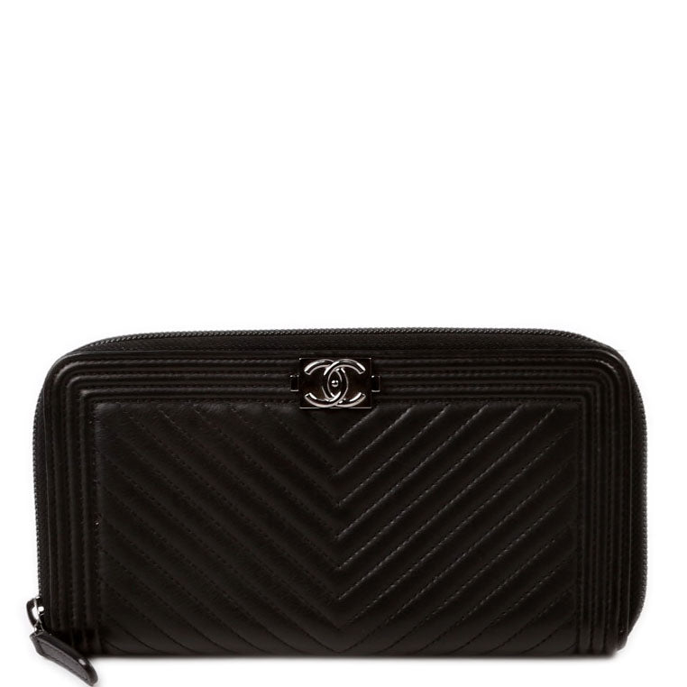 Boy Wallet Zip Around Chevron Lambskin 21M