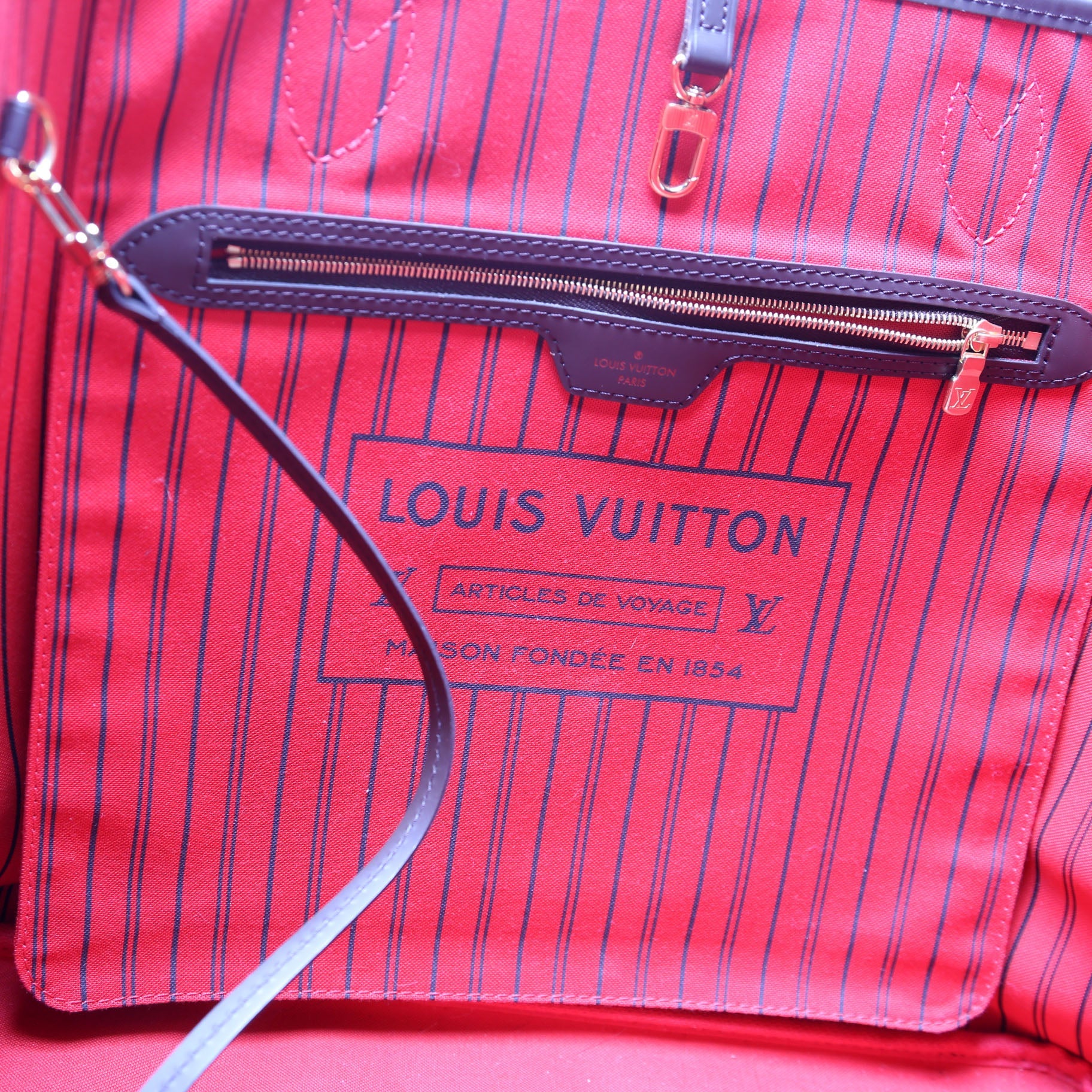 Neverfull W/Wallet GM Damier Ebene Red