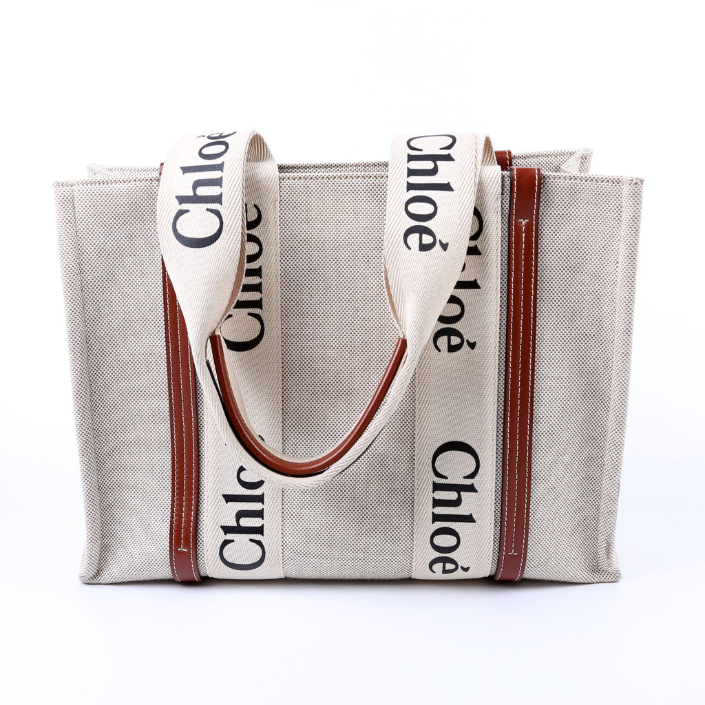 Woody Ribbon Tote Medium Beige/Brown
