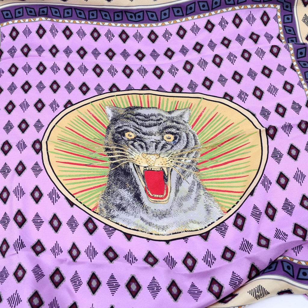 Tiger Face Silk Scarf 70cm