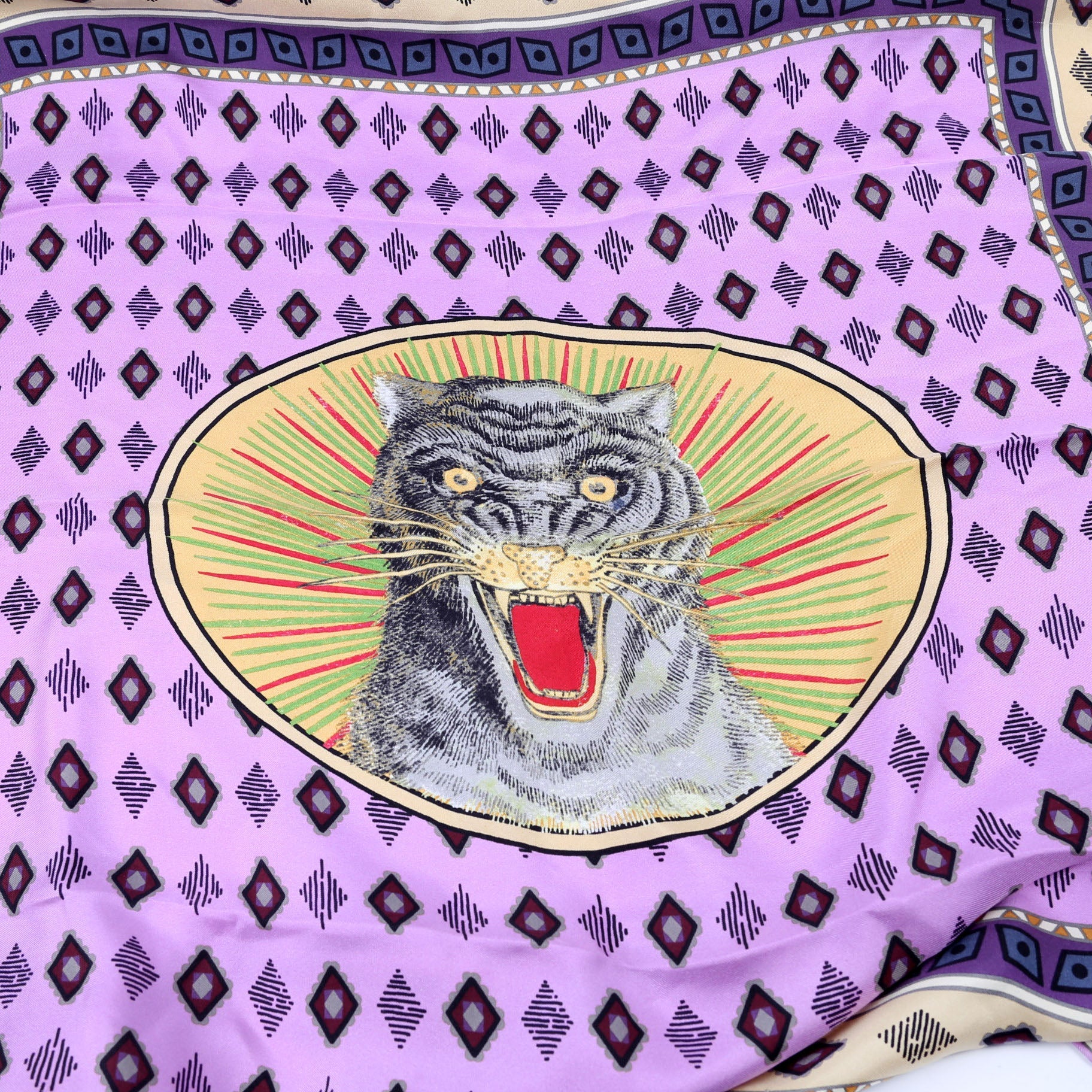 Tiger Face Silk Scarf 70cm