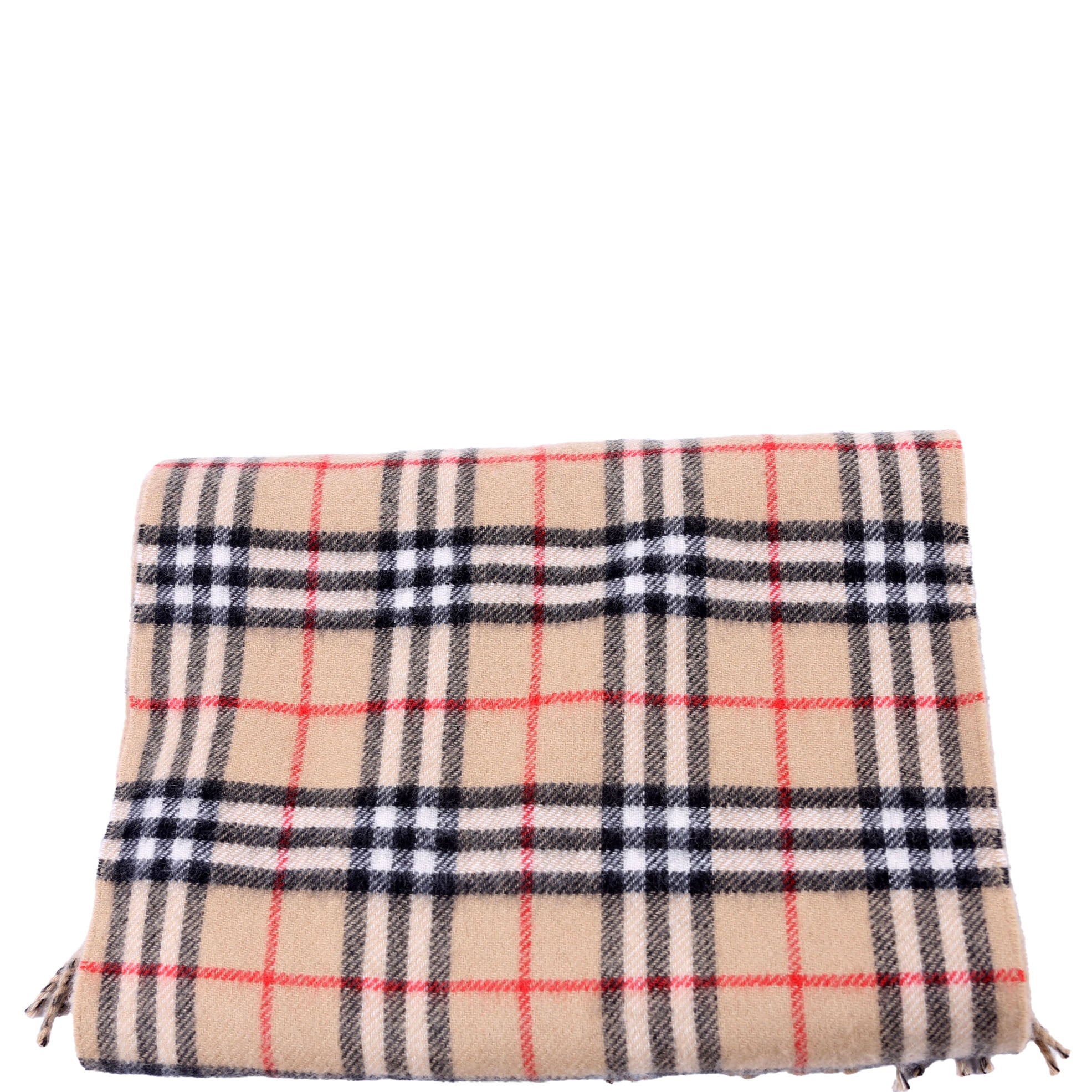 Check Fringe Cashmere Scarf