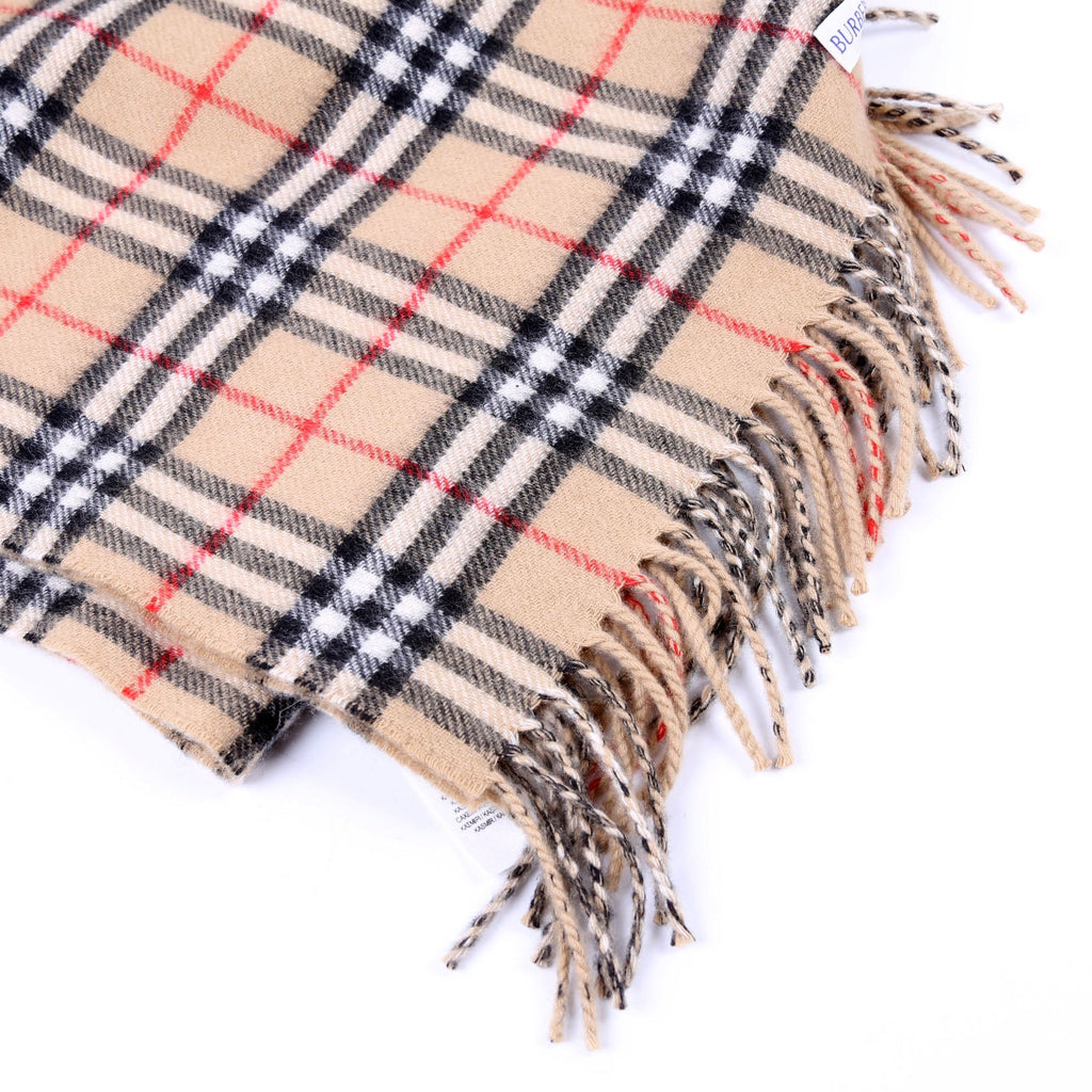 Check Fringe Cashmere Scarf