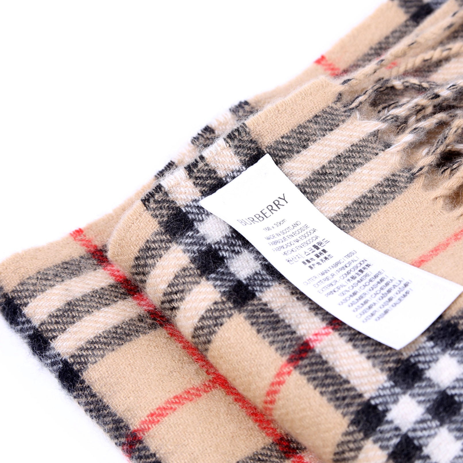 Check Fringe Cashmere Scarf