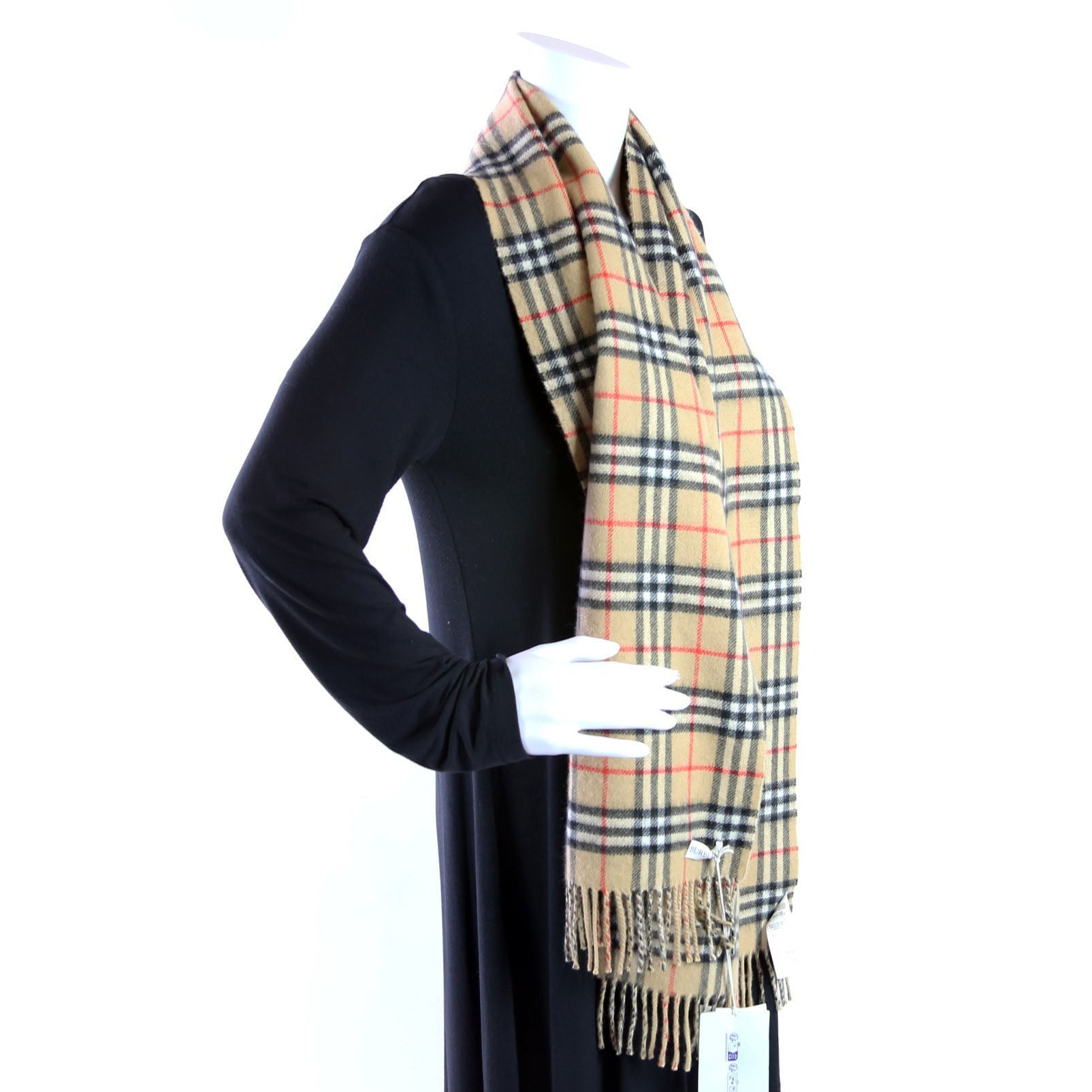 Check Fringe Cashmere Scarf