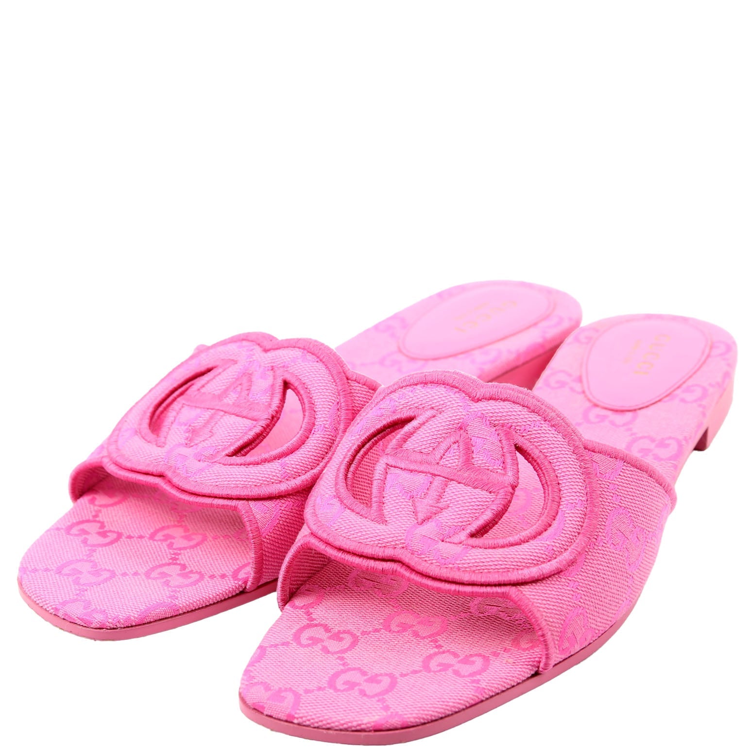 Interlocking GG Canvas Slide Sandals Size 38.5