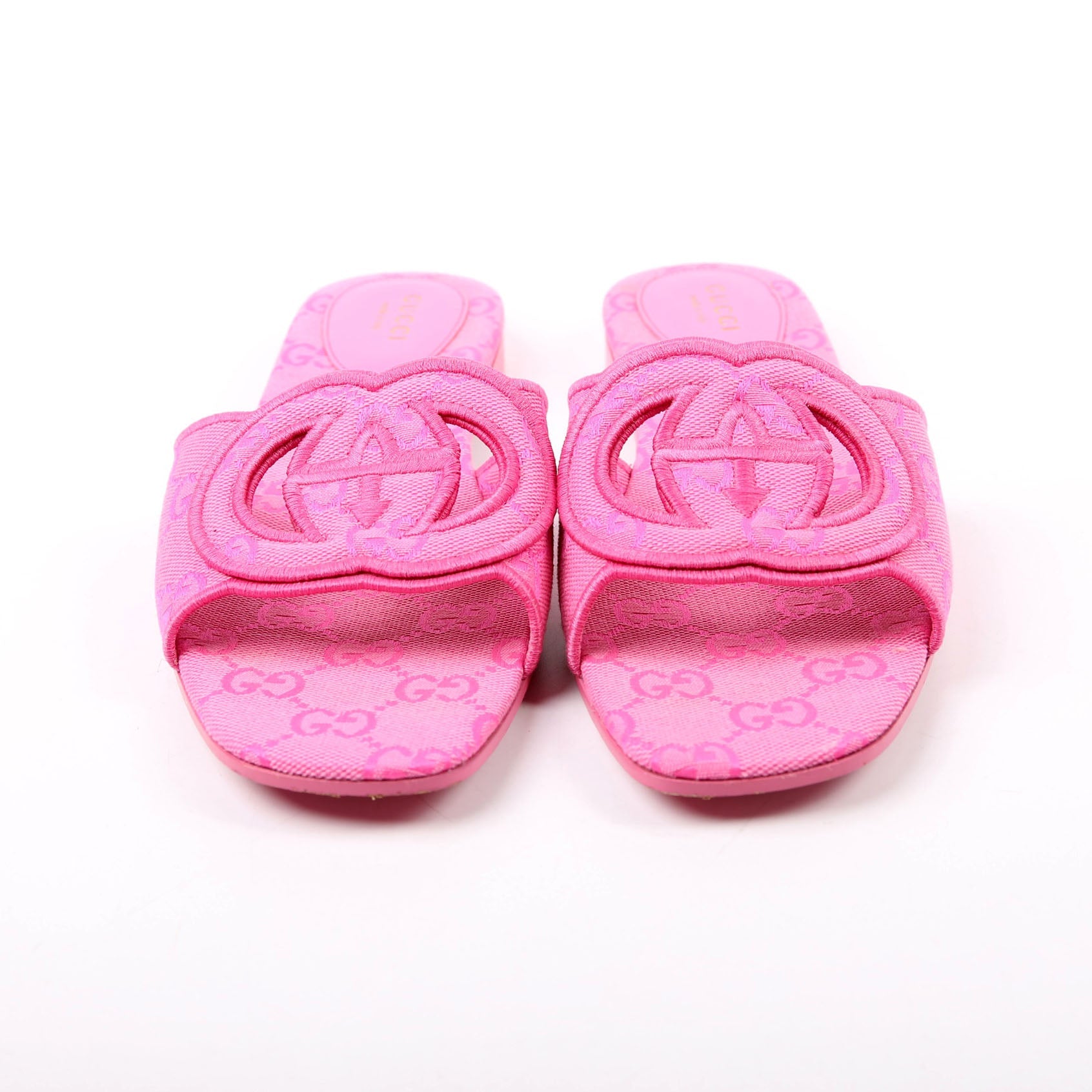 Interlocking GG Canvas Slide Sandals Size 38.5