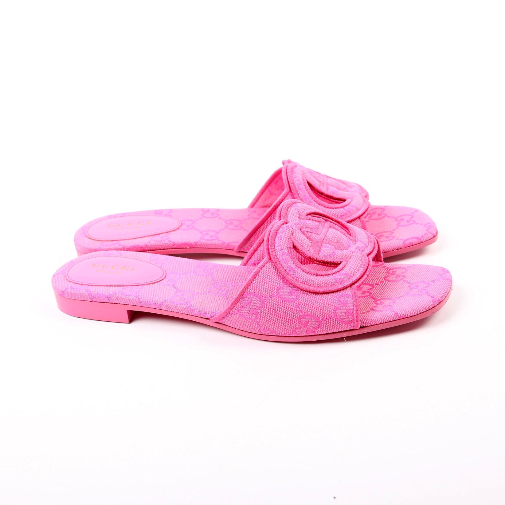 Interlocking GG Canvas Slide Sandals Size 38.5