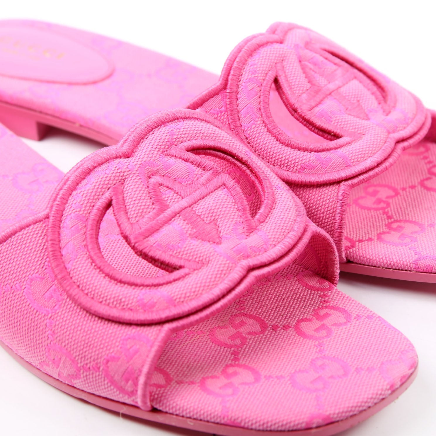 Interlocking GG Canvas Slide Sandals Size 38.5