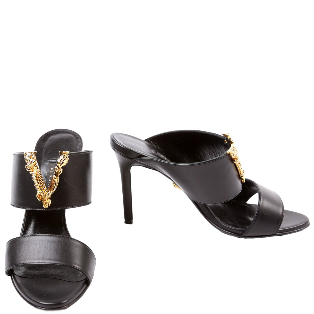 Virtus V Logo Mule Heels Size 36.5