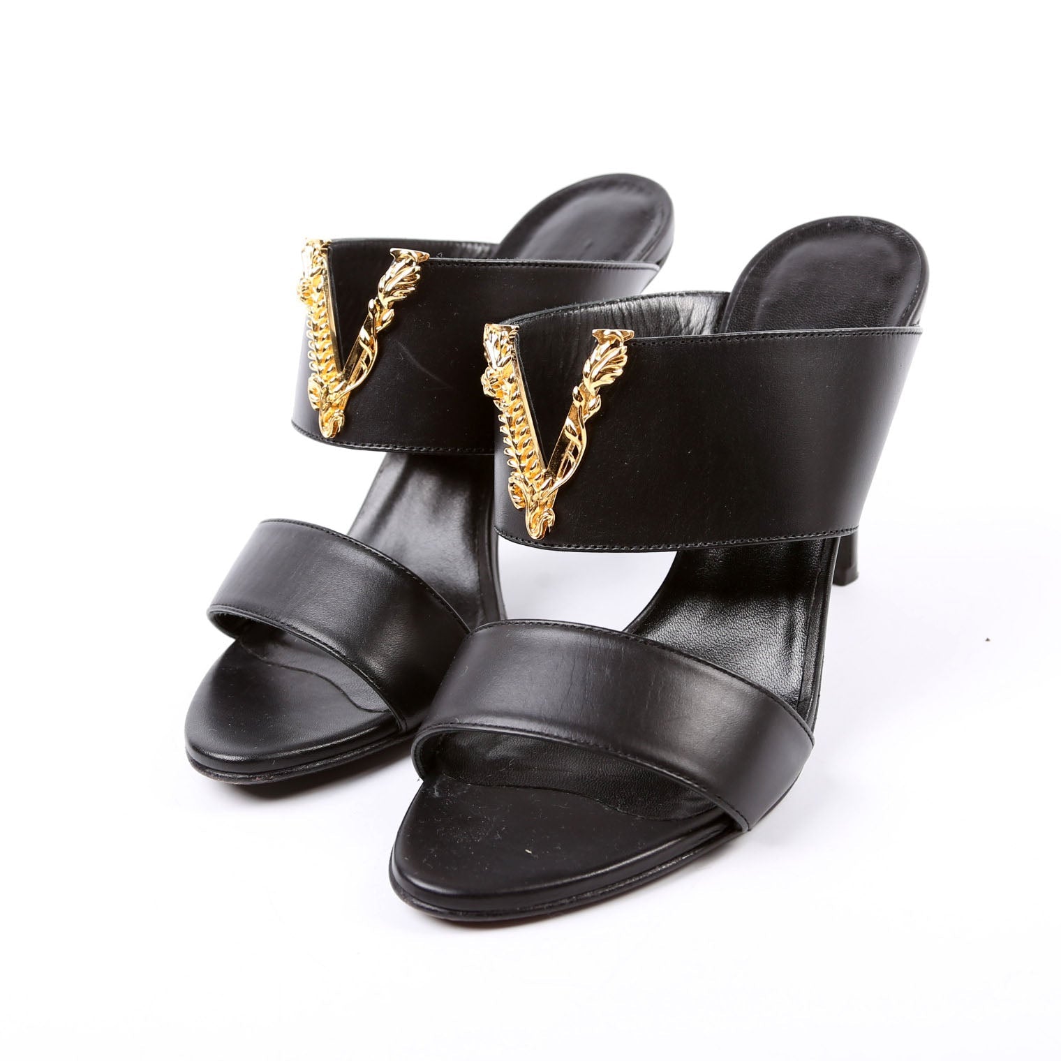 Virtus V Logo Mule Heels Size 36.5