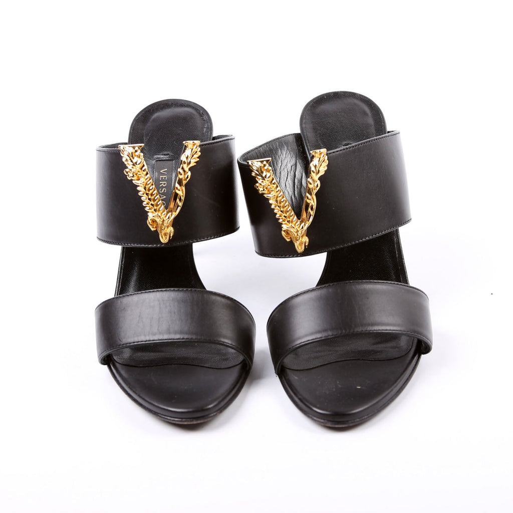 Virtus V Logo Mule Heels Size 36.5