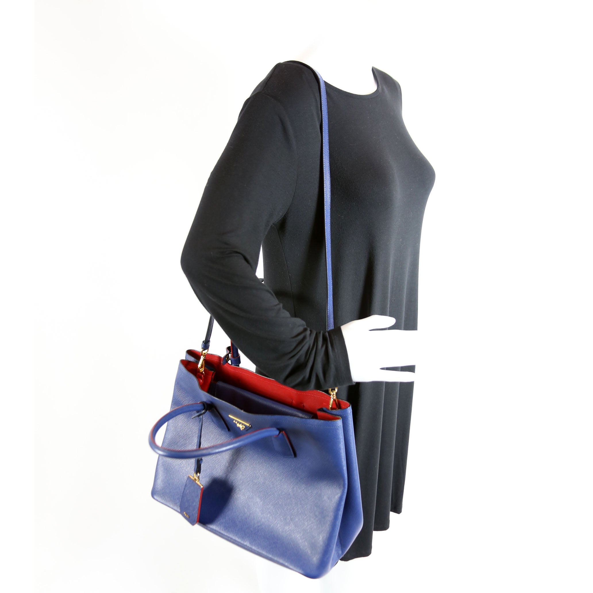 Saffiano Cuir Double Large Blue