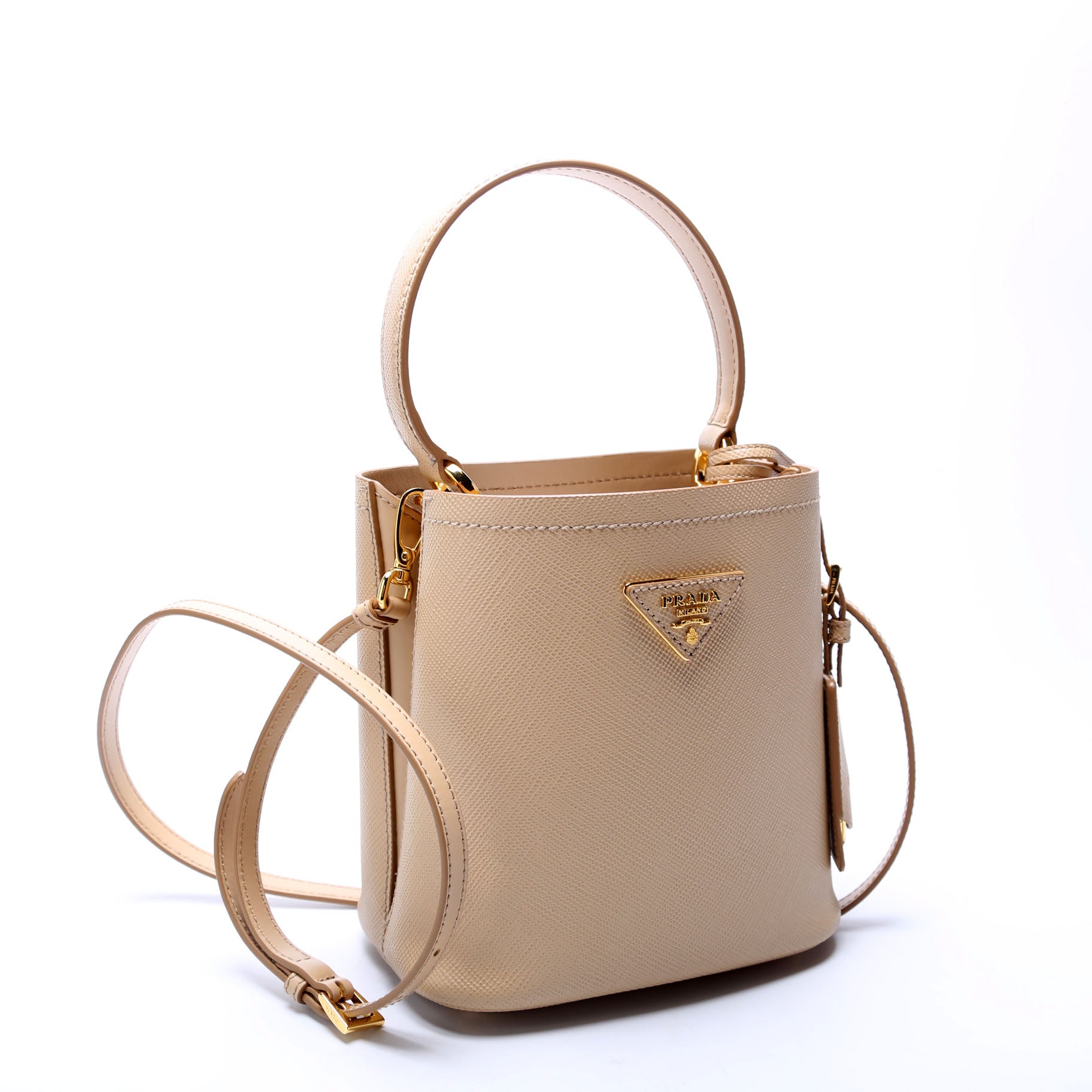 1BA217 Saffiano Cuir Small Panier Bag Tan