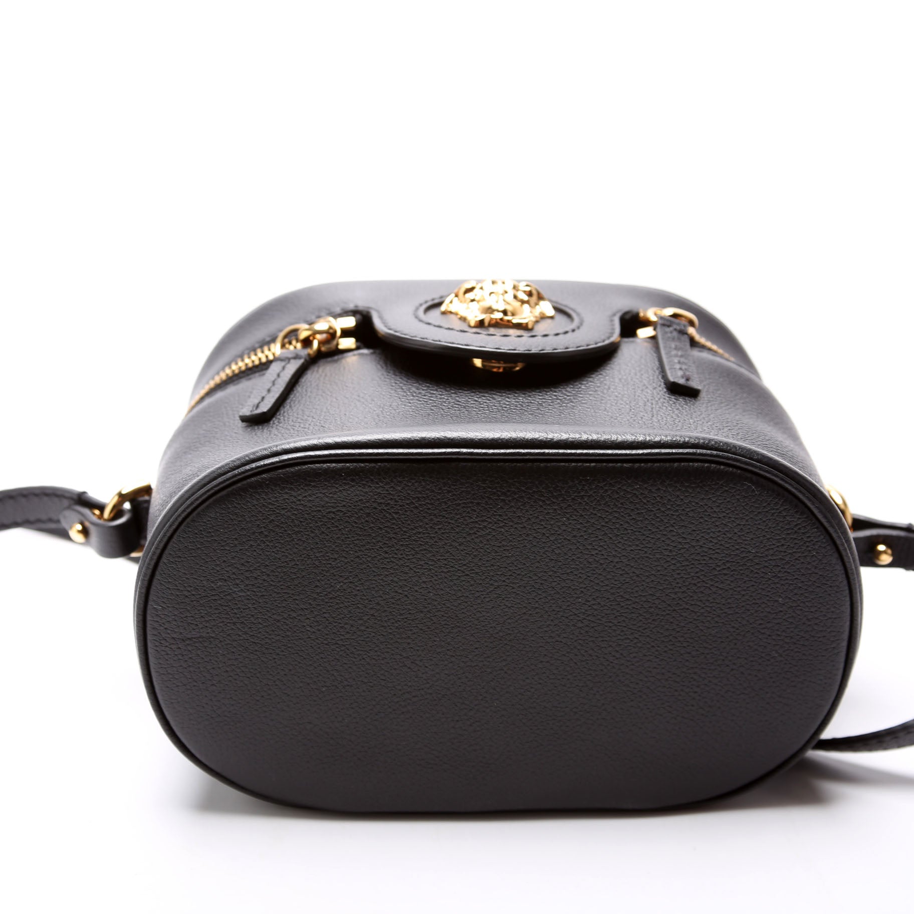 La La Medusa Leather Mini Vanity Bag Black