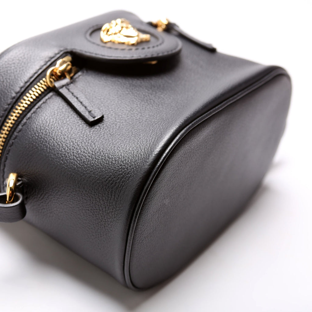La La Medusa Leather Mini Vanity Bag Black