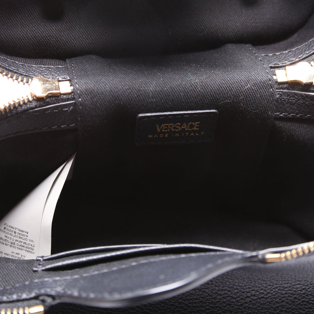 La La Medusa Leather Mini Vanity Bag Black