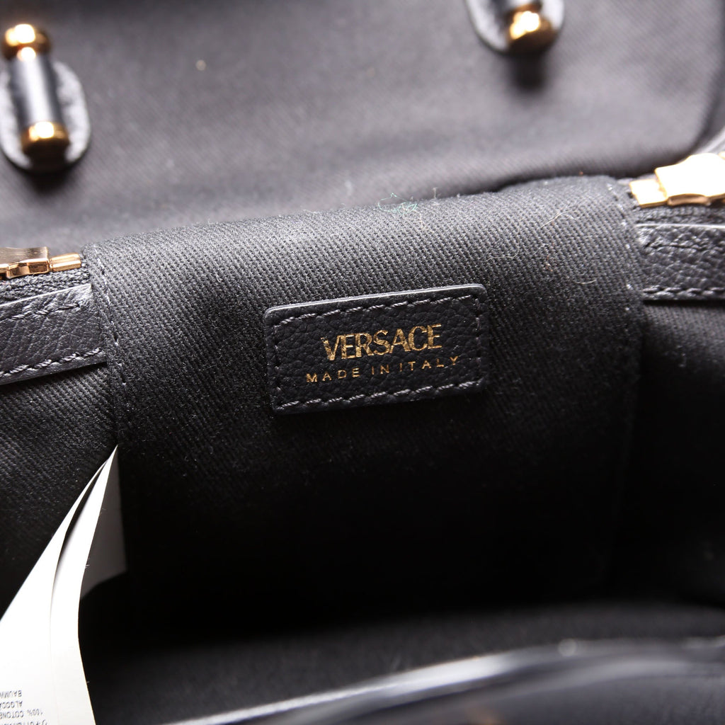 La La Medusa Leather Mini Vanity Bag Black