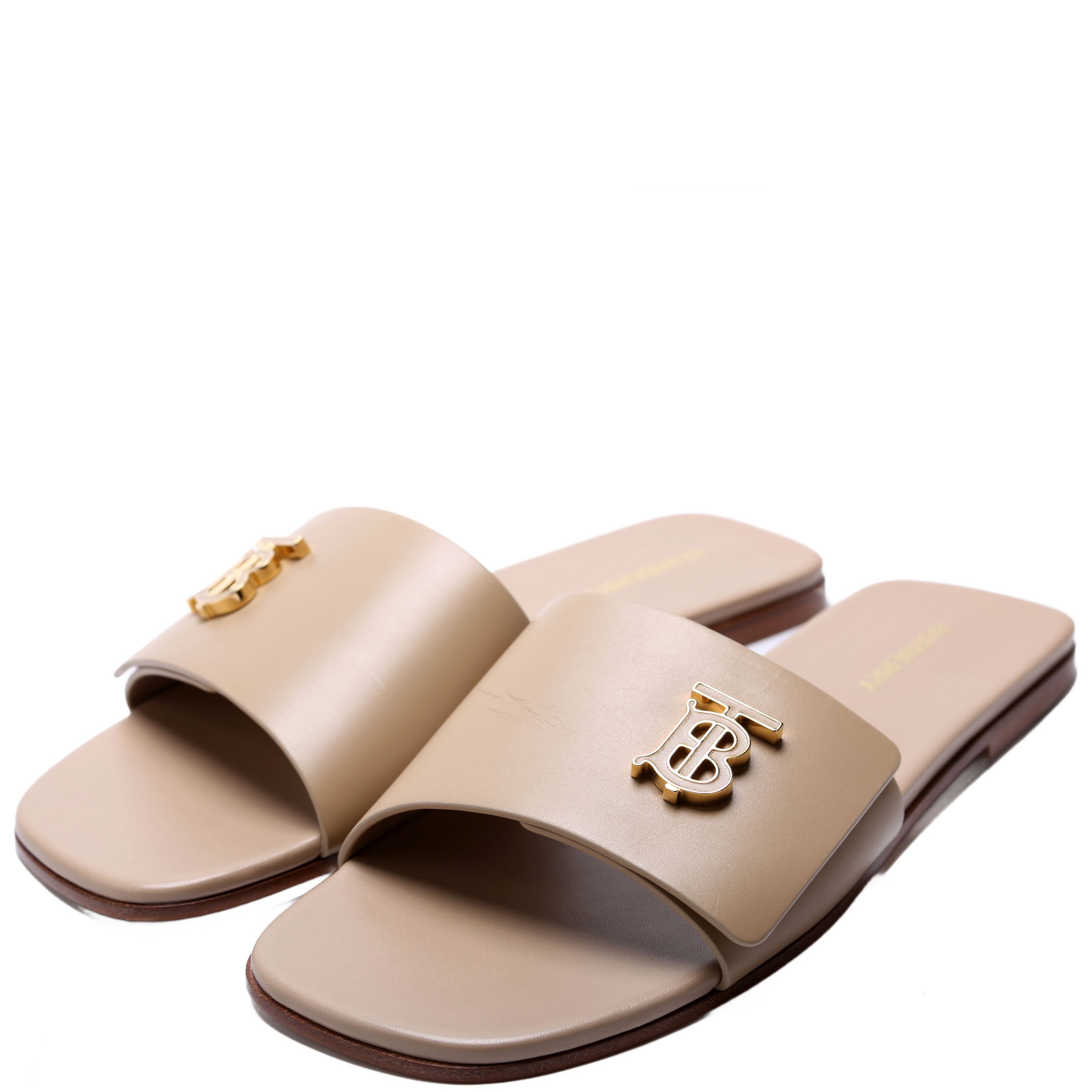 Sloane TB Leather Slide Sandals Size 39