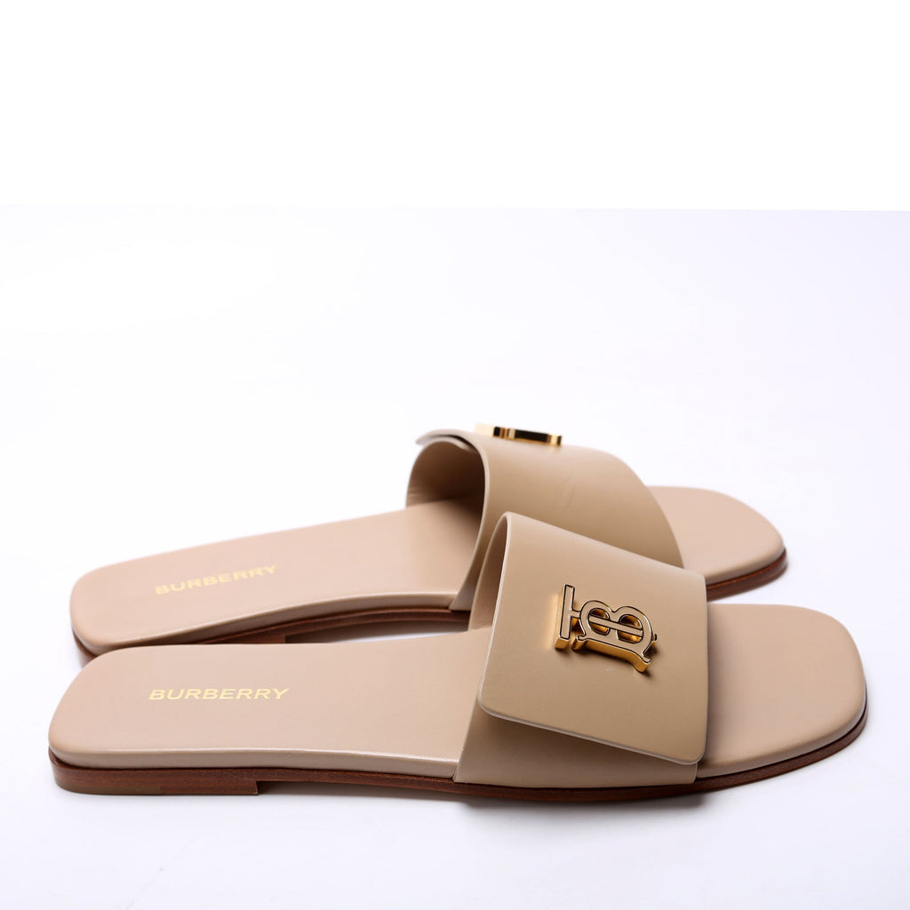 Sloane TB Leather Slide Sandals Size 39