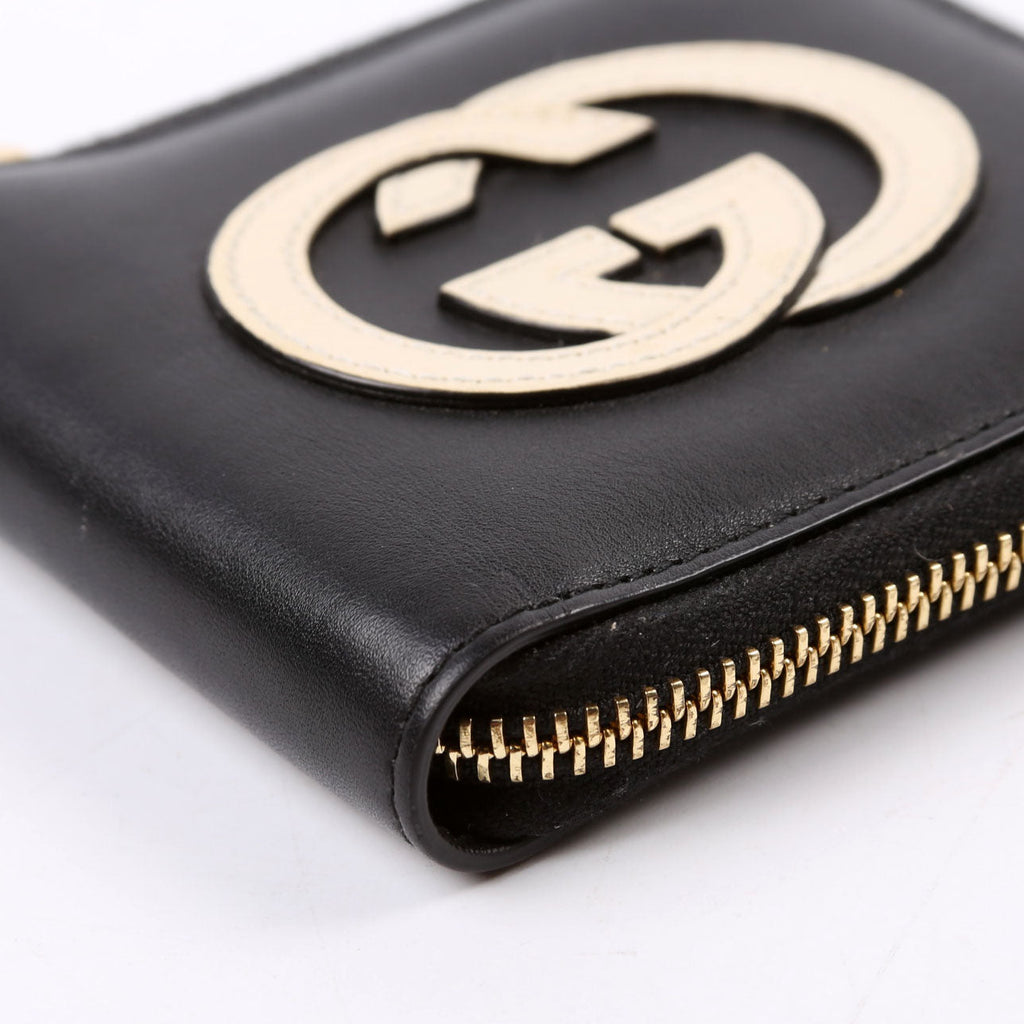 658836 Vitello Leather Interlock G ZA Card Case Wallet