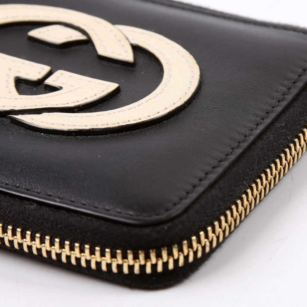 658836 Vitello Leather Interlock G ZA Card Case Wallet