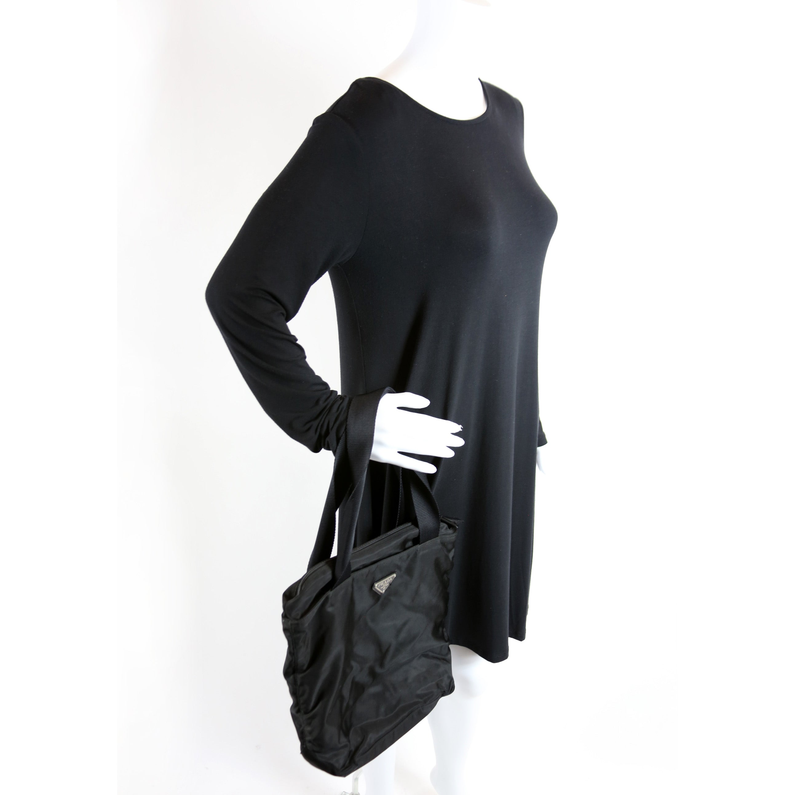 Nylon Zip Tote Vintage Black