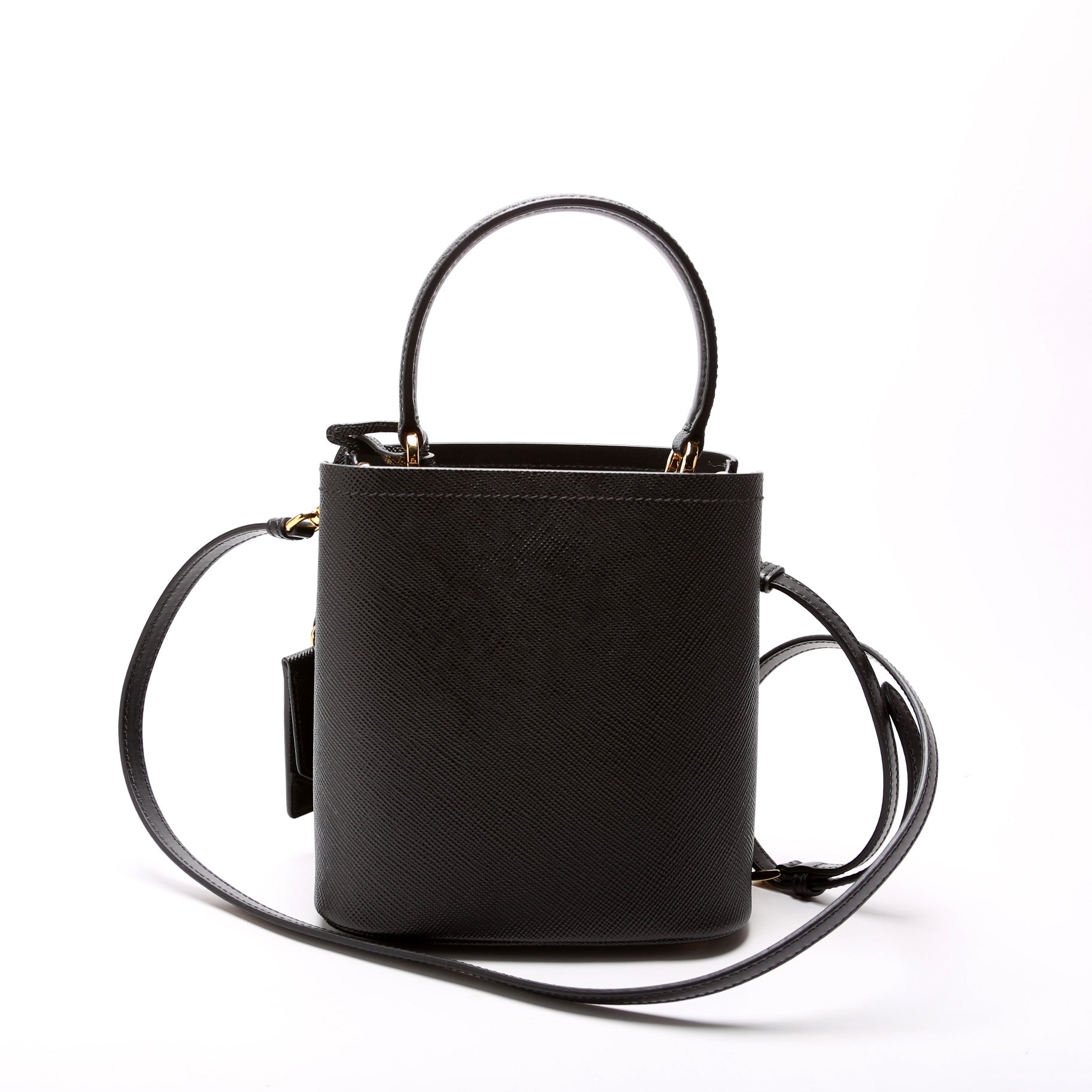 1BA217 Saffiano Cuir Small Panier Bag Black