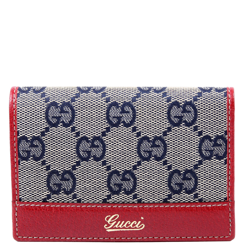 131858 GG Canvas Card Case Vintage Blue/Red