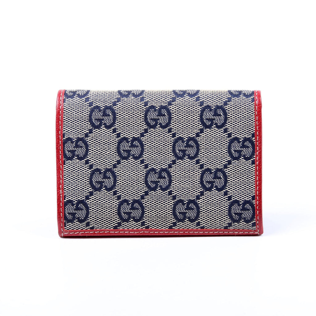 131858 GG Canvas Card Case Vintage Blue/Red