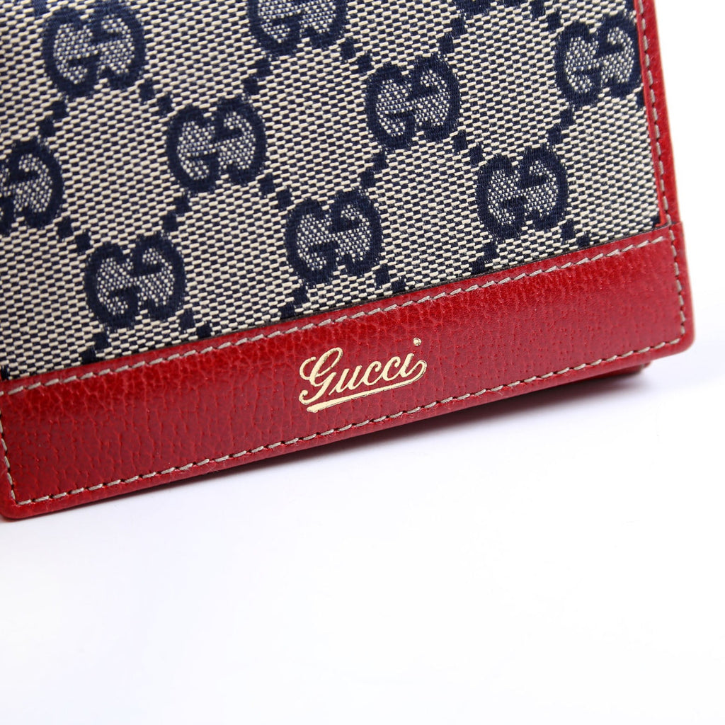 131858 GG Canvas Card Case Vintage Blue/Red
