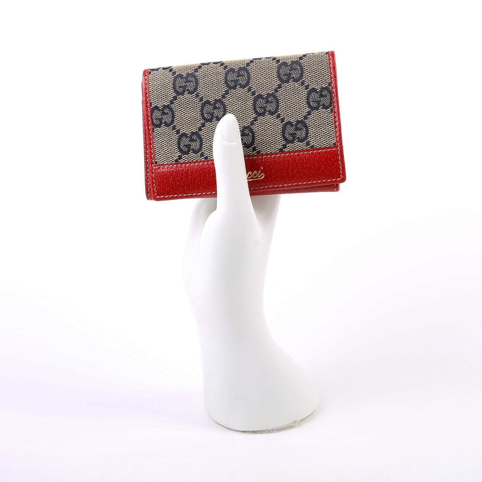 131858 GG Canvas Card Case Vintage Blue/Red
