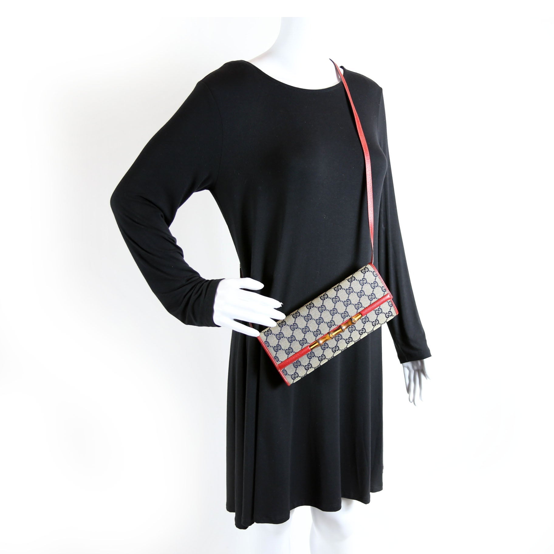 117594 GG Canvas Bamboo Clutch