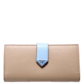 Saffiano Triangle Logo Large Wallet Tan/Blue