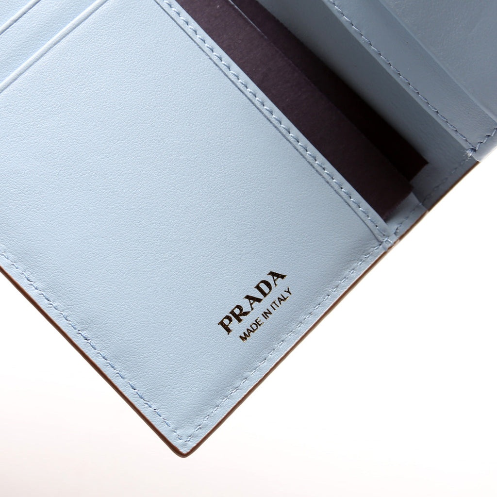 Saffiano Triangle Logo Large Wallet Tan/Blue