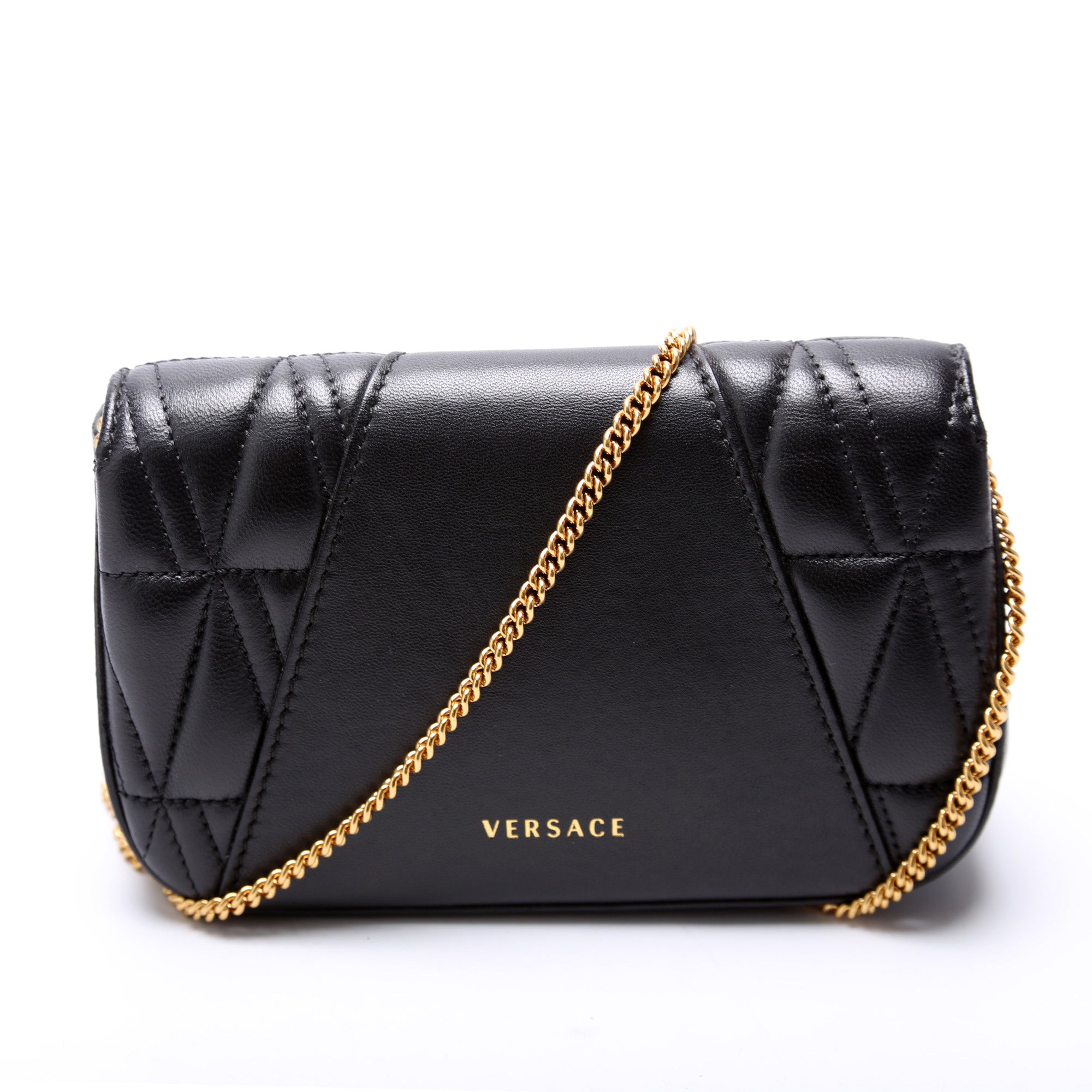 Virtus Quilted Leather Chain Bag Black