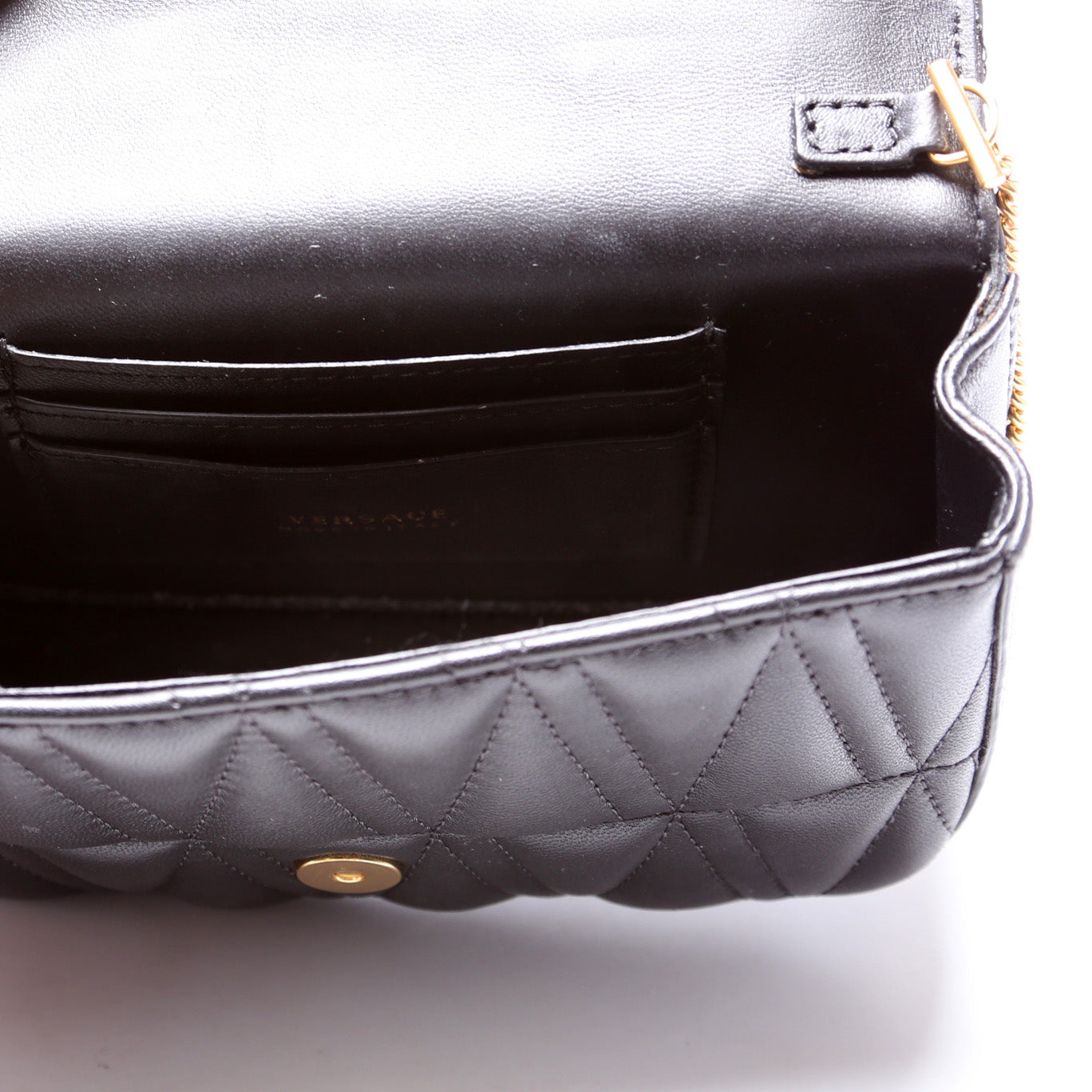 Virtus Quilted Leather Chain Bag Black