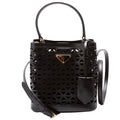 1BA217 Cut-Out Motif Leather Mini Panier Bag Black