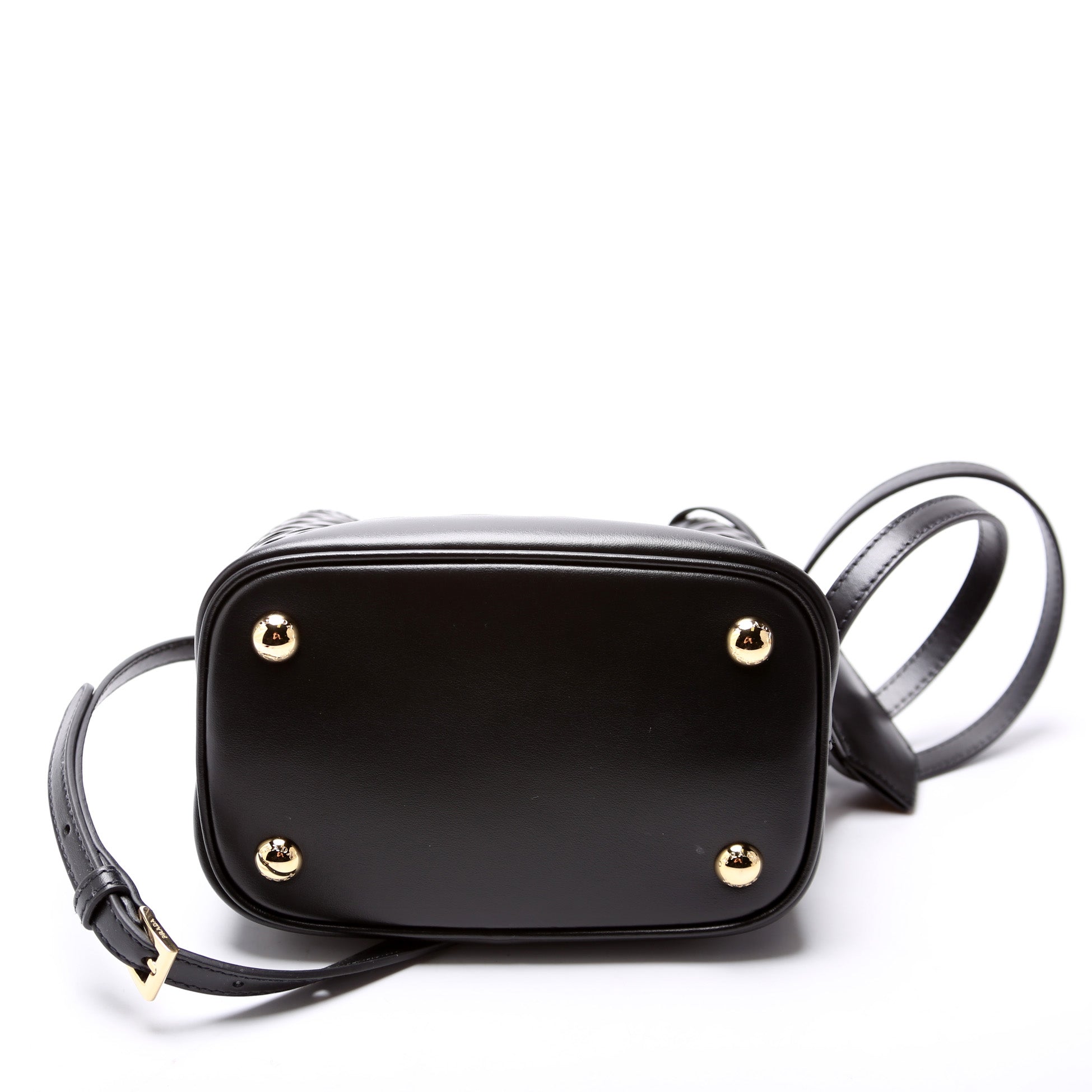 1BA217 Cut-Out Motif Leather Mini Panier Bag Black