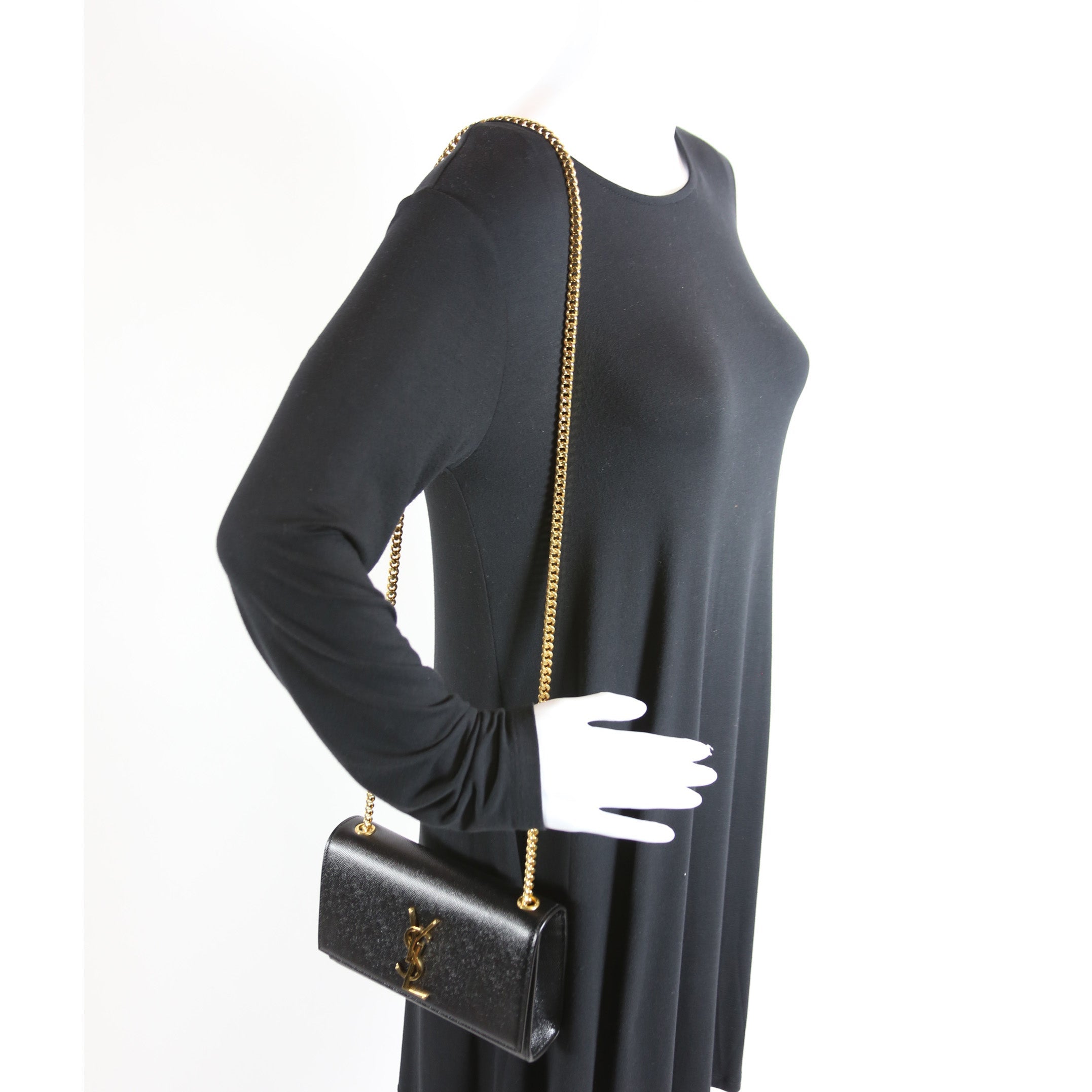 354121 Kate Satchel Small Grain De Poudre Black
