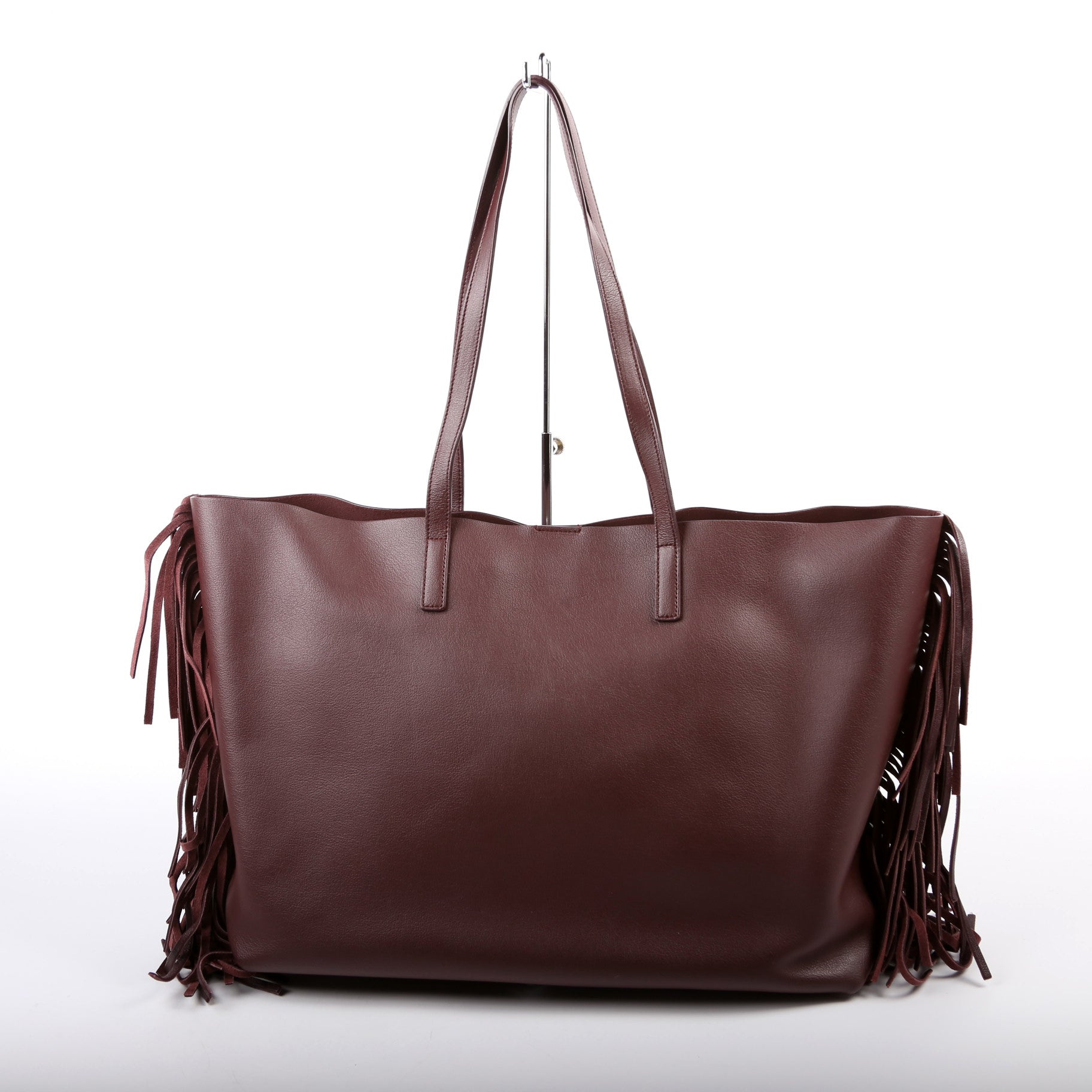 Shopping Tote Large Fringe 410666 Burgundy