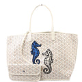 Anjou PM Seahorse Embroidered Canvas/Calfskin Cream
