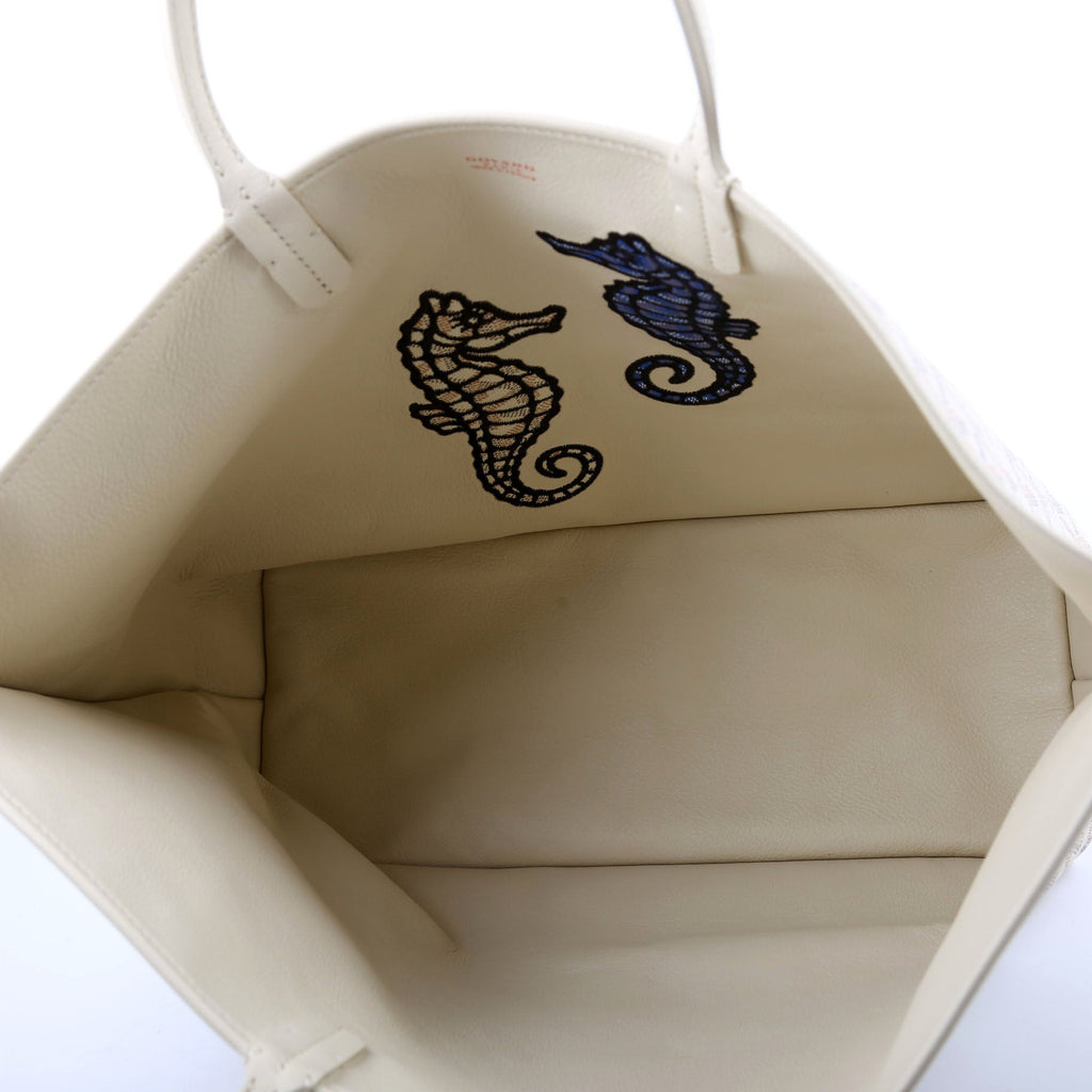 Anjou PM Seahorse Embroidered Canvas/Calfskin Cream